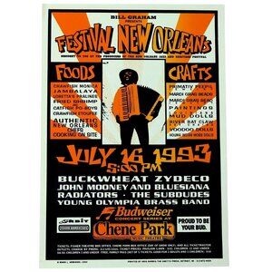1993 Festival New Orleans Poster Mark Arminski Bill Graham Chene Park Music